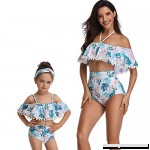 Msikiver Family Matching Swimwear Mom and Daughter Ruffle Off Shoulder 2 Piece Swimsuits White B07NYP9VKY